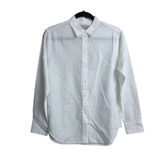 NWT EVERLANE Silky Cotton Relaxed Shirt Off-white Long Sleeve Button Down 00 - Picture 1 of 10